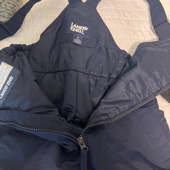 Lands' End Kids Waterproof Insulated Iron Knee Snow Bibs- Black and Navy - Picture 5 of 7